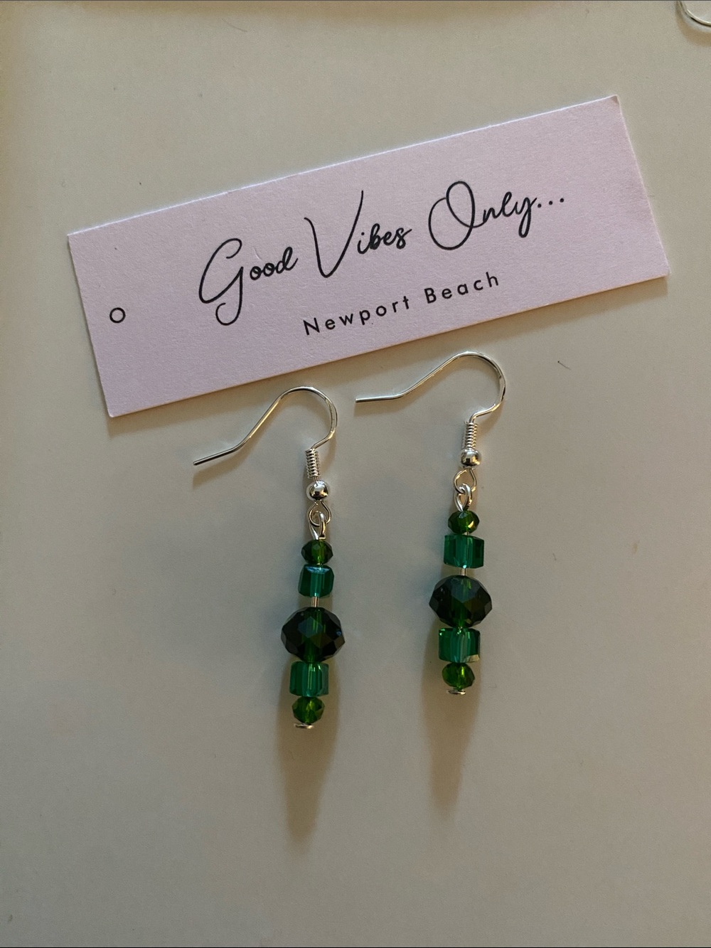 Good Vibes 😎 Only Newport Beach Emerald Beaded Drop Earrings